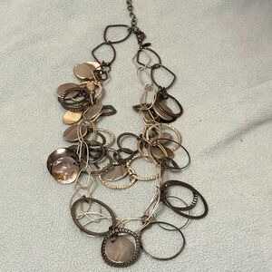 Chico’s Double Strand Silver Tone & Antique Silver & Gunmetal Circles & Links